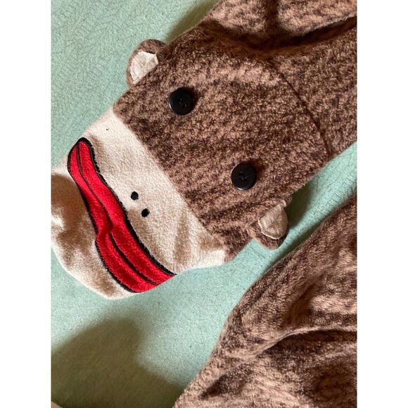 Underland Sock Monkey L hoodie footie pajamas super-soft 2 piece - Picture 5 of 16